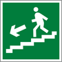 Direction to emergency exit down the stairs safety sign